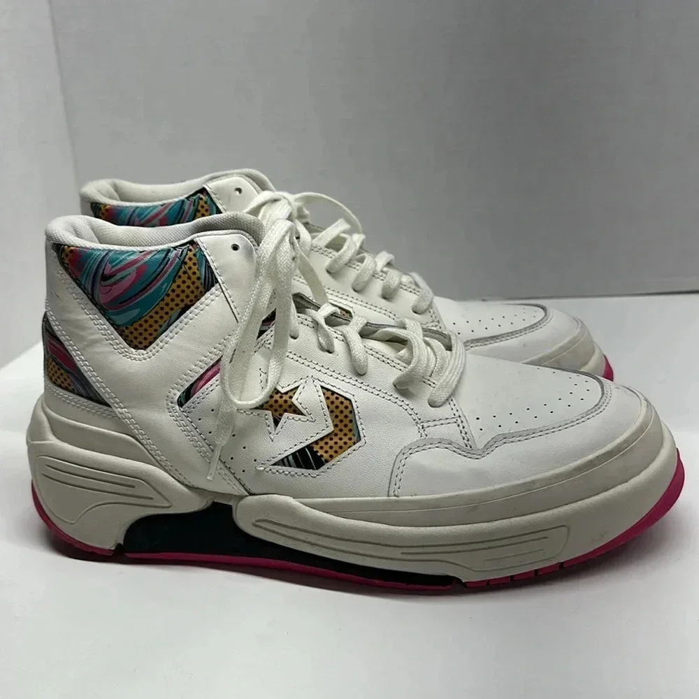 Converse Weapon CX Shoes Mid Top Leather Sneakers Shoes Pink White  Mens Size 11